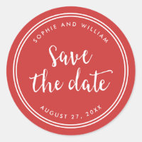 Rotes Skript und weiße Streifen Save the Date