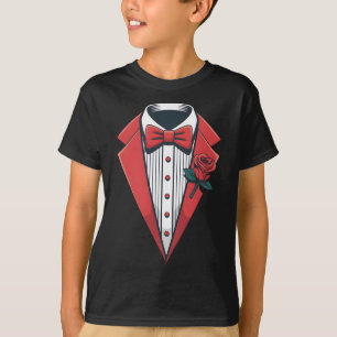 Rotes Smoking-Kostüm mit roter fancy-schlips T-Shirt