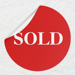 Rotes SOLD-Label Fette Geschäftsetikette Runder Aufkleber