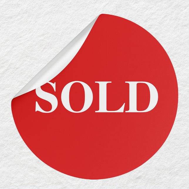 Rotes SOLD-Label Fette Geschäftsetikette Runder Aufkleber (Von Creator hochgeladen)