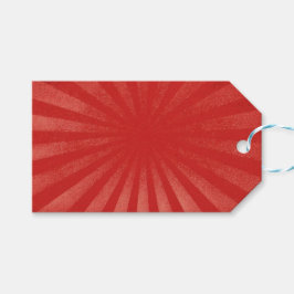 Rotes Sonnenstrahl-Hintergrund – Vintage-Retro-Tex Geschenkanhänger