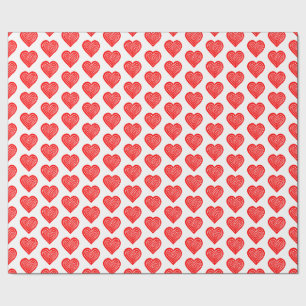 Rotes Spielkartensymbol Herzform Lino-Schnitt Geschenkpapier