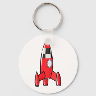 Rotes Spielzeug-Raketenraumschiff Vintage-Sci-Fi-W Schlüsselanhänger