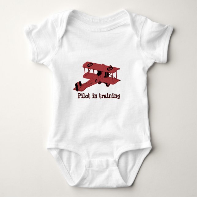 rotes Spielzeugdoppeldecker-Baby-Shirt Baby Strampler (Vorderseite)
