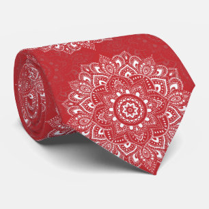 Rotes spirituelles indisches Mandala-Muster Krawatte