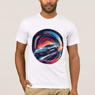 Rotes Sportauto im modernen surrealen künstlerisch T-Shirt