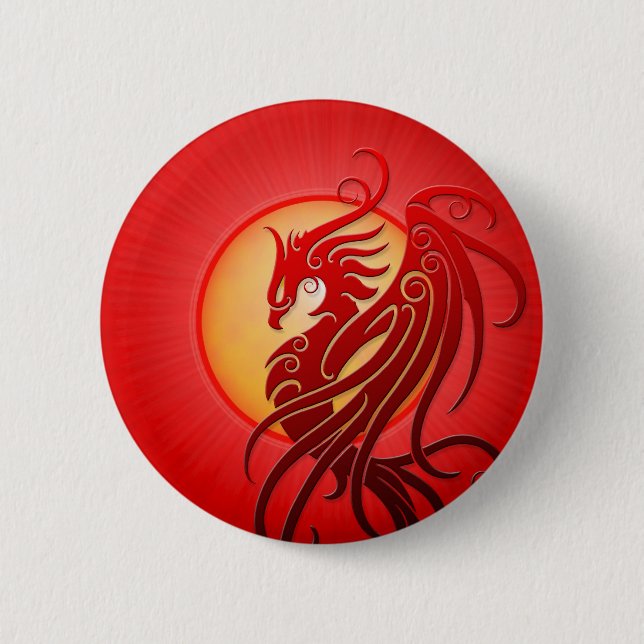 Rotes Stammes- Phoenix Button (Vorderseite)