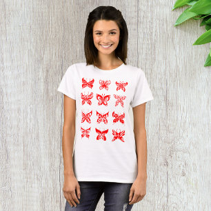 Rotes Stammes-Schmetterlings-Ornament T-Shirt