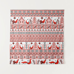 Rotes Stammesmuster Wandteppich