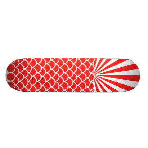 Rotes steigendes japanisches inspiriertes Muster Skateboard