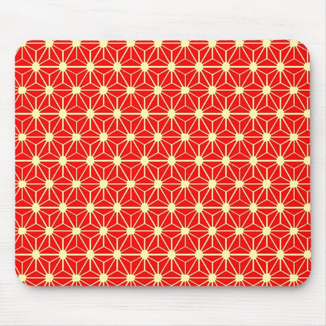 rotes Sternmuster mit gelber Linie Mousepad (Vorne)