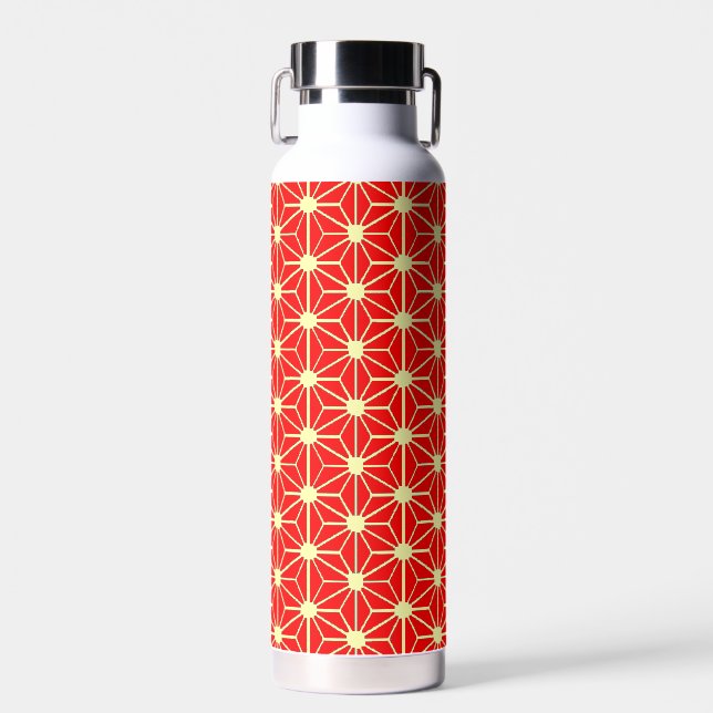 rotes Sternmuster mit gelber Linie Trinkflasche (Vorne)