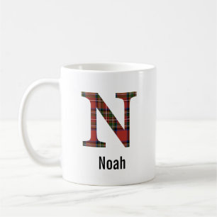 Rotes Stewart-Karo-Monogramm-N-Tasse Kaffeetasse