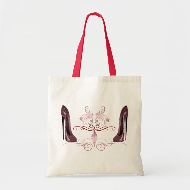 Rotes Stilett beschuht Kunst-Tasche Tragetasche (Vorne)