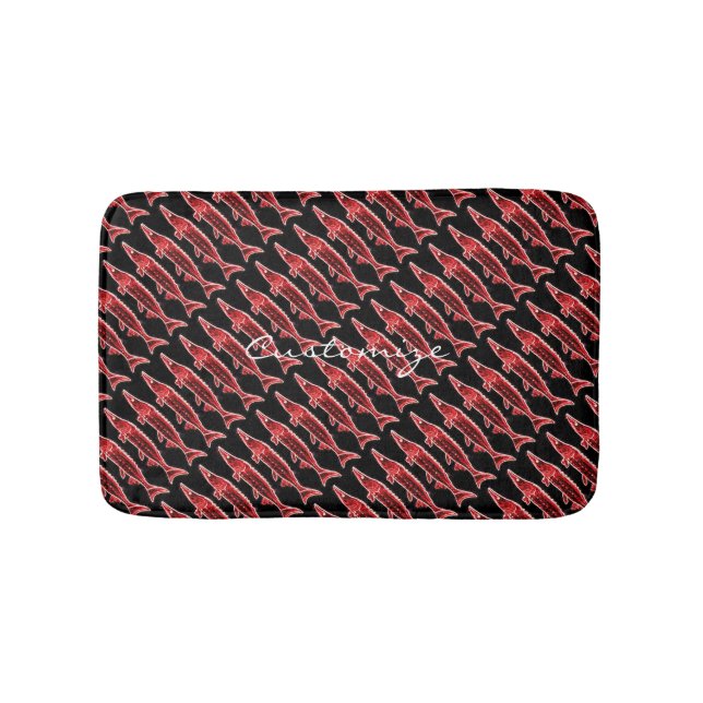 rotes Störmusterschwarzes Badematte (Vorderseite)