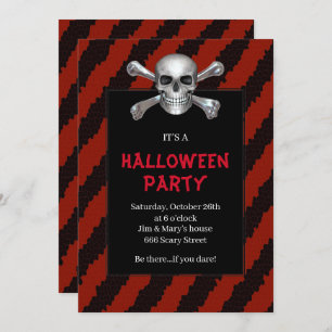 Rotes Streifen-Halloween-Party Einladung