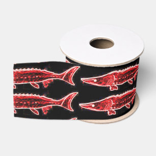 rotes sturgeonson auf Schwarzem Ripsband