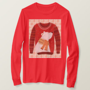 Rotes süßes Eisbär-Hässlich-Schwester-Kunst auf T- T-Shirt