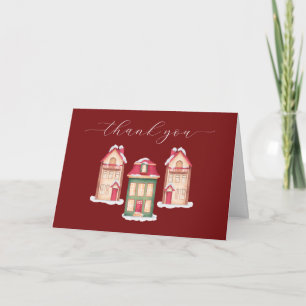 Rotes Süßes Schnee-Lebkuchendorf Baby Shower Dankeskarte