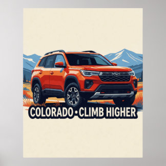 🏔️ Rotes SUV Colorado-Abenteuer-Berg🚗 Poster