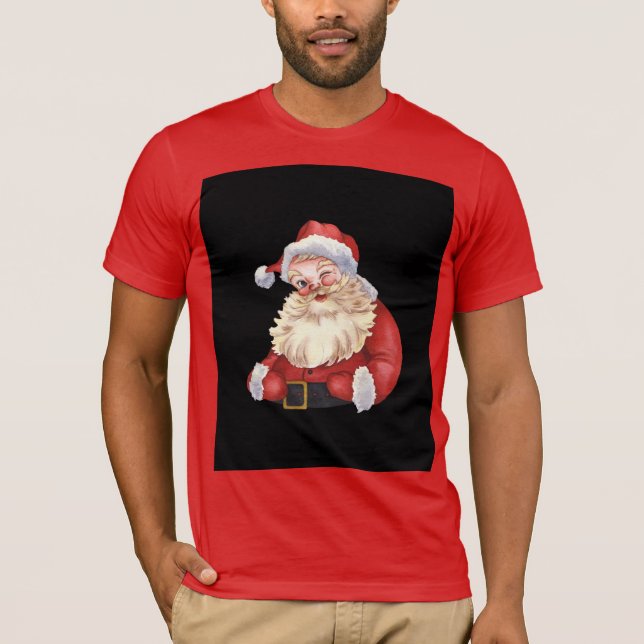 Rotes T-Shirt mit Weihnachtsmann (Vorderseite)