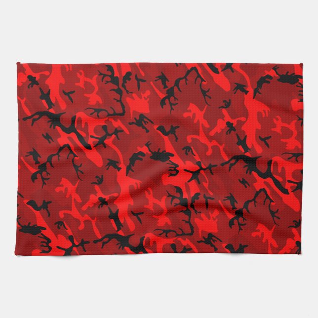 Rotes Tarnmuster Geschirrtuch (Horizontal)