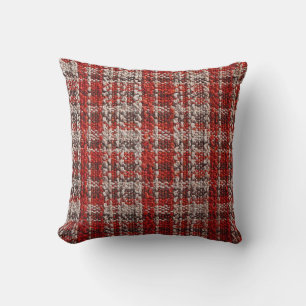 Rotes Tartan-Gewebe: Texturierter Hintergrund Kissen