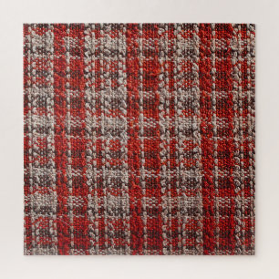 Rotes Tartan-Gewebe: Texturierter Hintergrund Puzzle