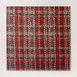 Rotes Tartan-Gewebe: Texturierter Hintergrund Puzzle