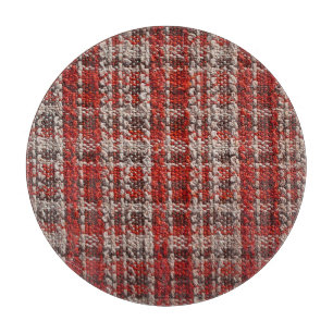 Rotes Tartan-Gewebe: Texturierter Hintergrund Schneidebrett