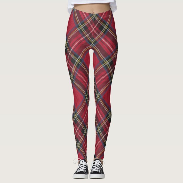 Rotes Tartan-kariertes Muster-schottisches Leggings (Vorderseite)