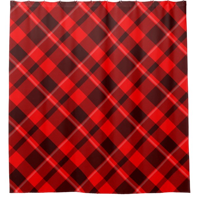 Rotes Tartan-Muster Duschvorhang (Vorderseite)