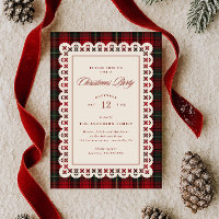 Rotes Tartan-Spitzenstichrahmen Weihnachtsfeier