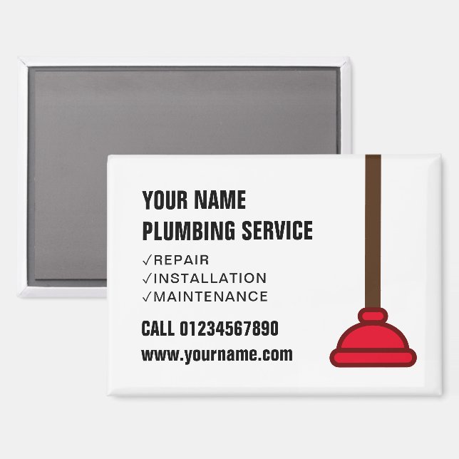 Rotes Taucherglocken-Logo Klempner-Service-Geschäf Magnet (Vorderseite/Rückseite)