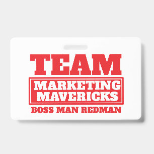 Rotes Team personalisiertes Namens-Teambuilding-Ab Ausweis