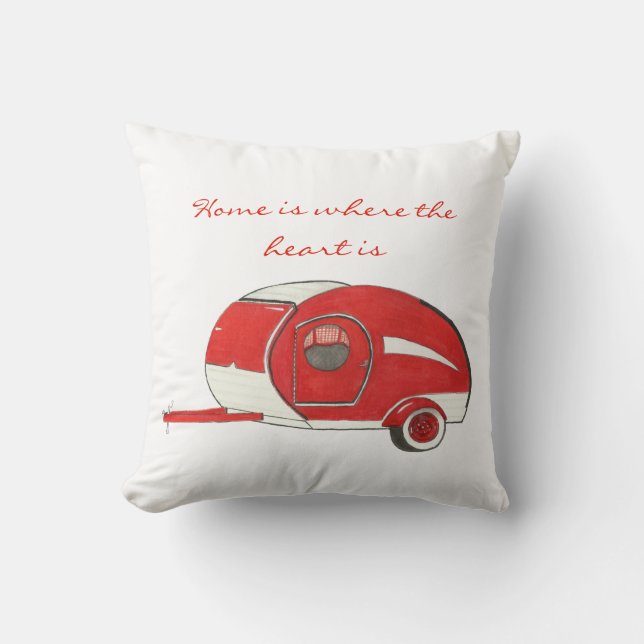 Rotes Teardrop-Campings-Polykissen Kissen (Vorderseite)