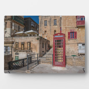 Rotes Telefonhäuschen in Valletta Malta Fotoplatte