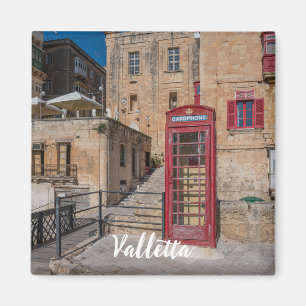 Rotes Telefonhäuschen in Valletta Malta Magnet
