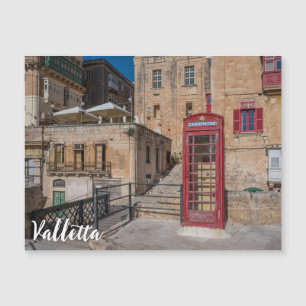 Rotes Telefonhäuschen in Valletta Malta Magnetkarte