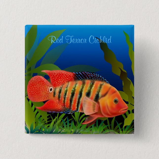 Rotes Terror Festae Cichlid-Button Button (Vorderseite)