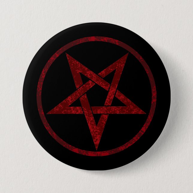 Rotes Teufel-Pentagramm Button (Vorderseite)