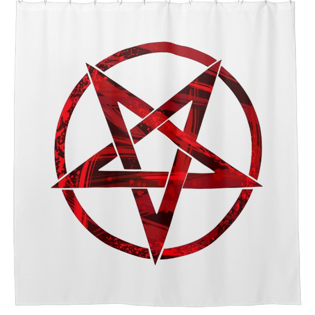 Rotes Teufels-Pentagramm Duschvorhang (Vorderseite)