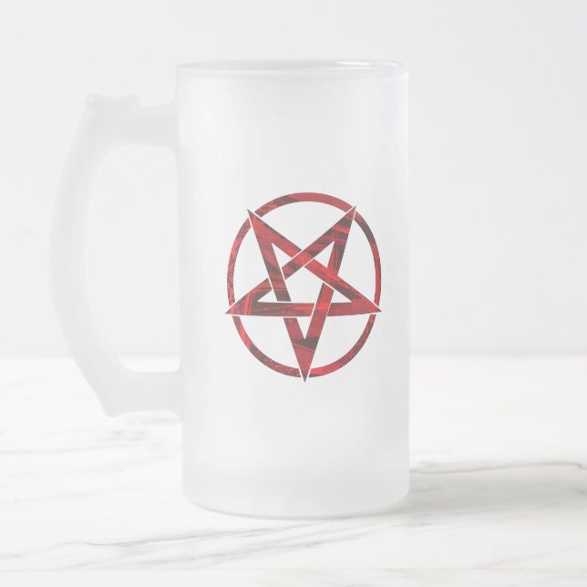 Rotes Teufels-Pentagramm Mattglas Bierglas (Links)