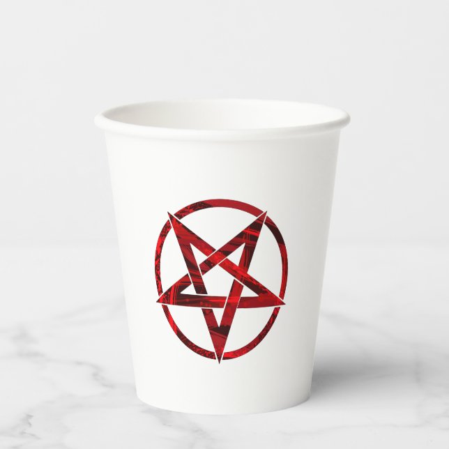 Rotes Teufels-Pentagramm Pappbecher (Vorderseite)