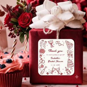 Rotes That's Amore Elegantes Italienisches Brautab Quadratischer Aufkleber