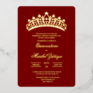 Rotes Thema Quinceanera Folieneinladung