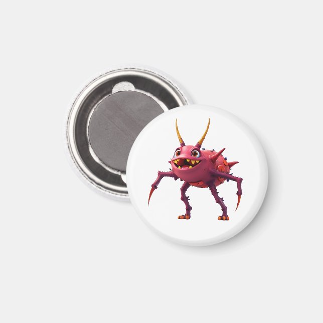 Rotes TickToc Monster - Magnet (Vorderseite/Rückseite)