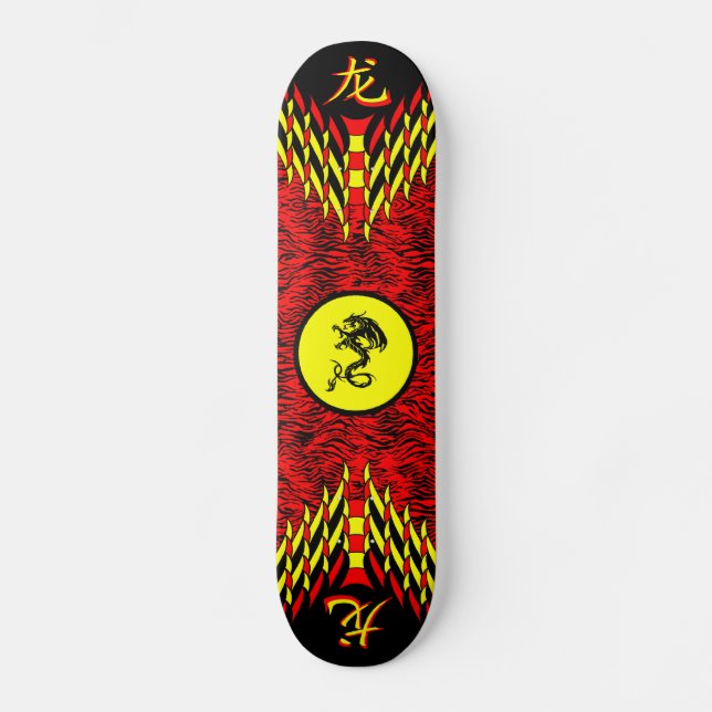 Rotes Tiger-Drache-Skateboard Skateboard (Vorderseite)