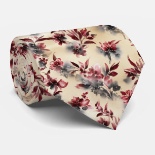 Rotes Tintenwasch-Blumenmuster Krawatte