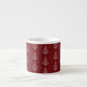 Rotes Toile De Jouy Coquette Weihnachtslaub Espressotasse